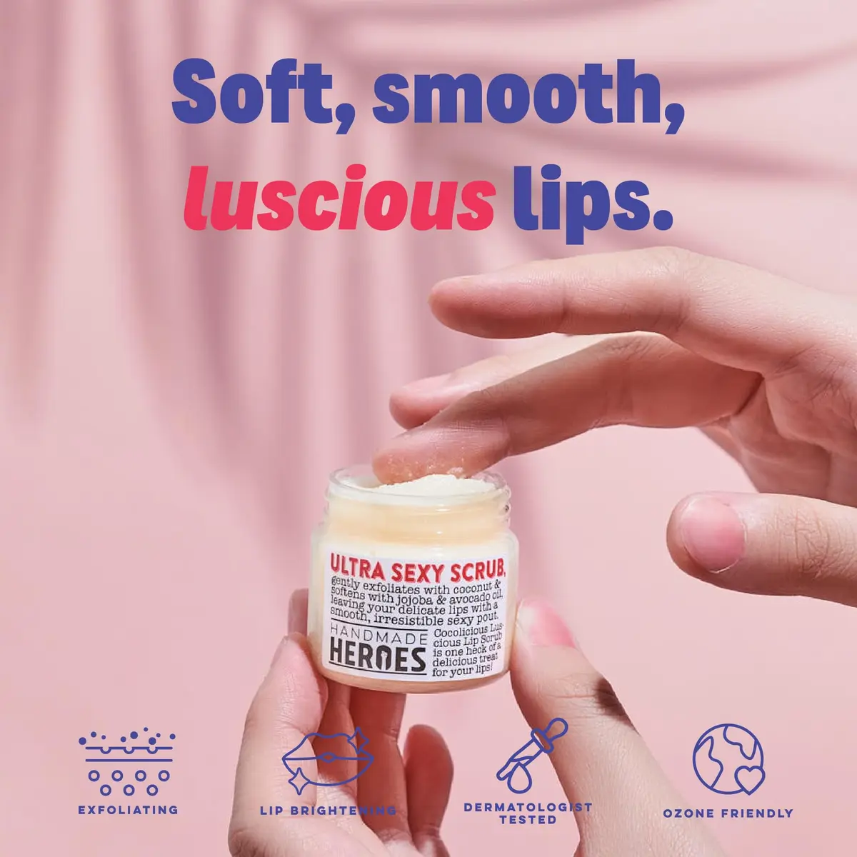 Handmade Heroes Coconut Skin Exfoliant 2pc | Vegan, Natural Lip Scrub for Soft, Smooth Lips - view 4
