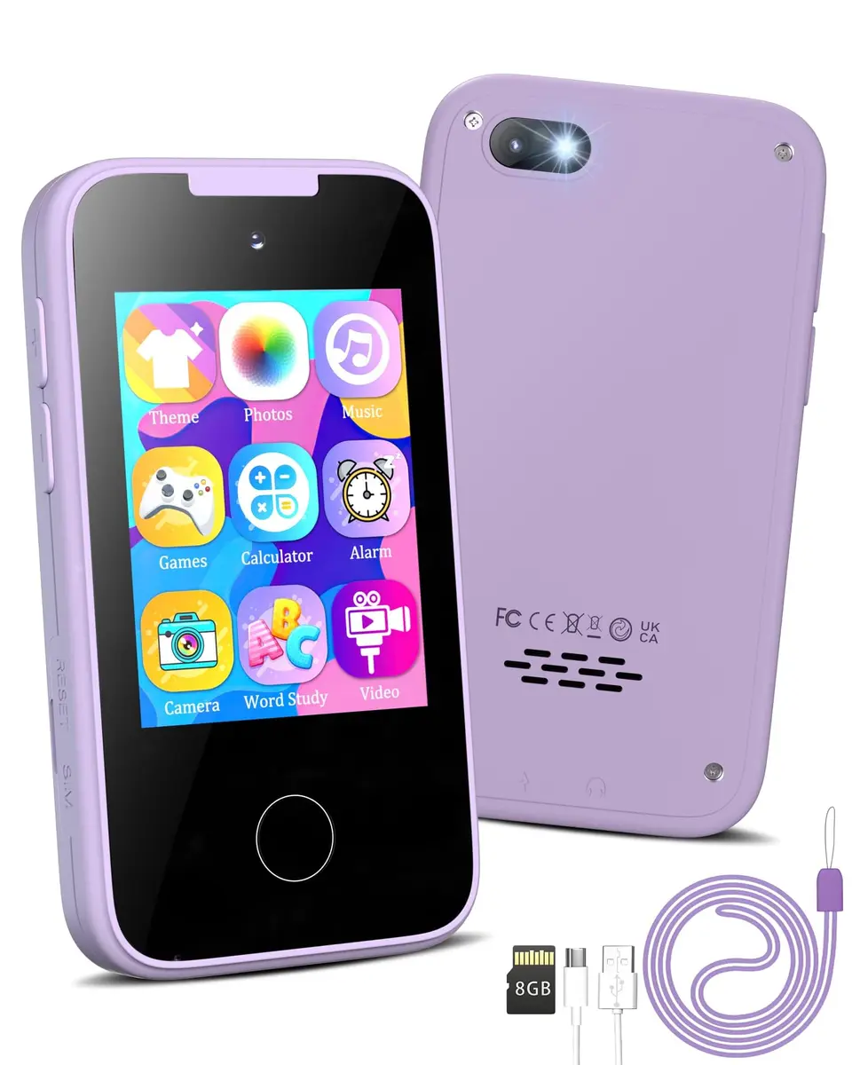 Vimorg Kids Smart Phone Toy Purple | 11.0cm (4.3in) Pretend Play Cell Phone with 8GB TF Card - main product image