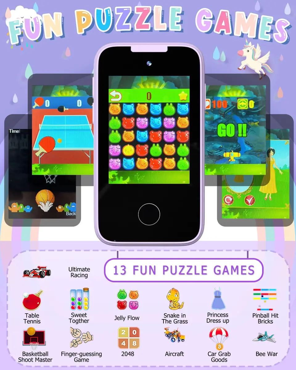 Vimorg Kids Smart Phone Toy Purple | 11.0cm (4.3in) Pretend Play Cell Phone with 8GB TF Card - view 6