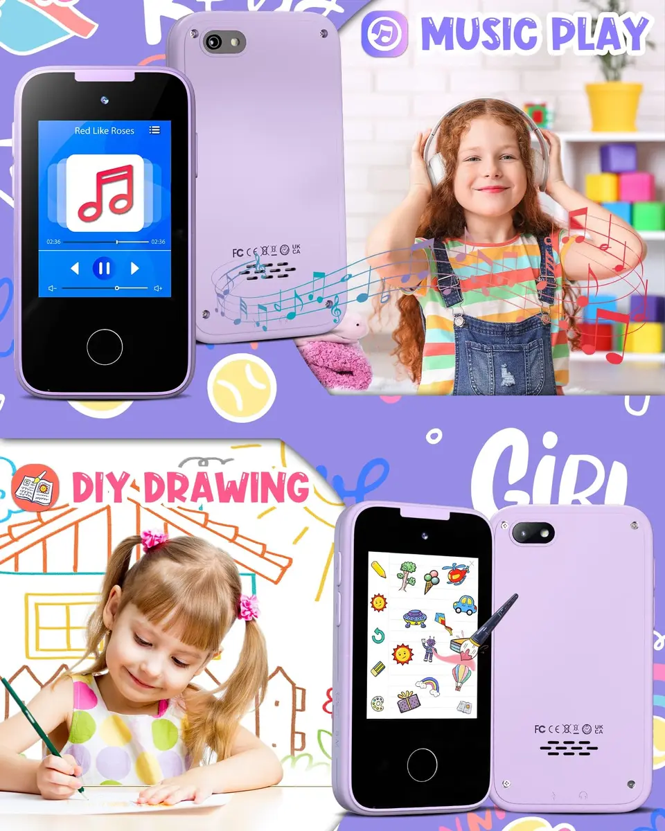 Vimorg Kids Smart Phone Toy Purple | 11.0cm (4.3in) Pretend Play Cell Phone with 8GB TF Card - view 8