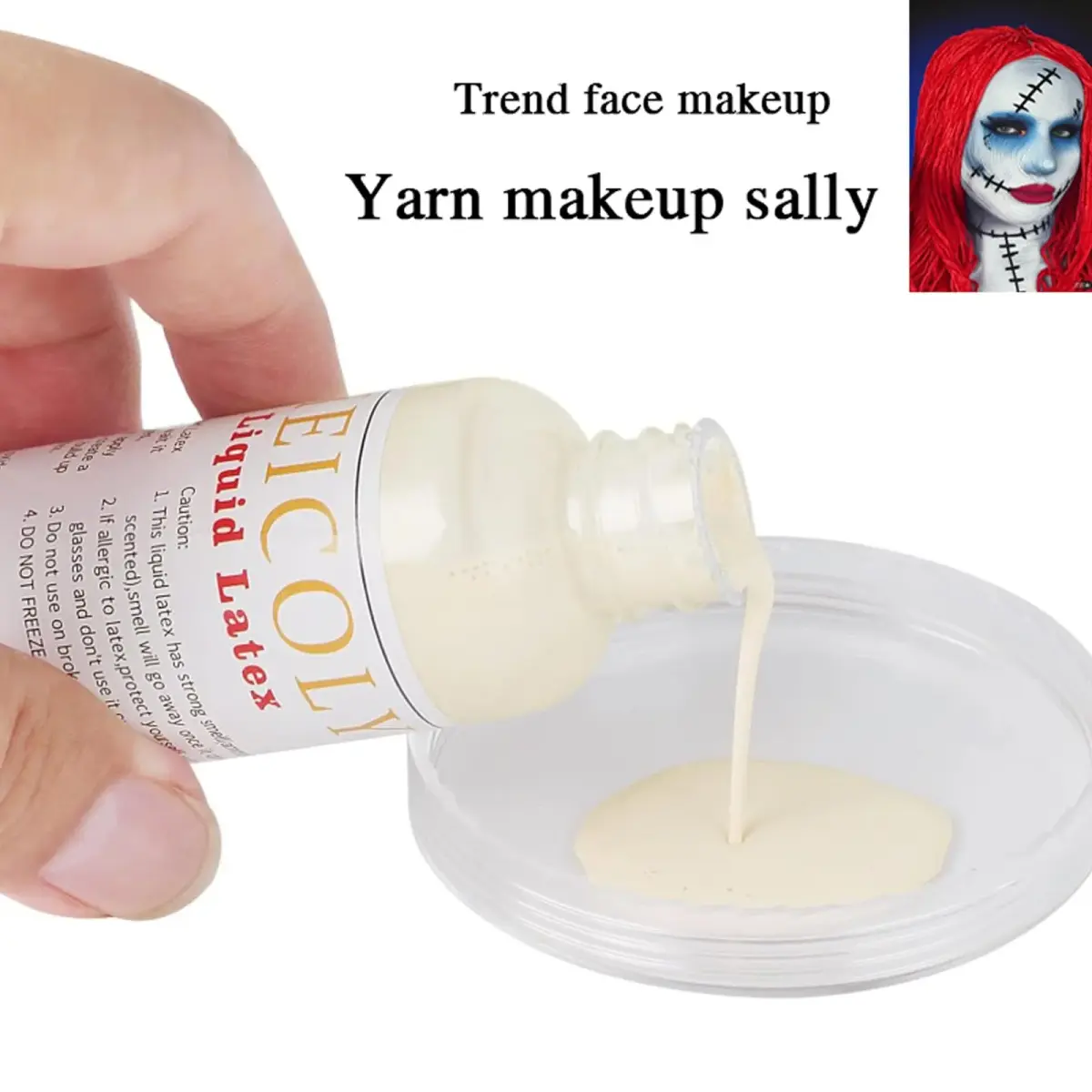 MEICOLY Clear White Liquid Latex with Sponge | Realistic SFX Makeup for Halloween Costumes & Bald Caps (60ml / 2.1 Oz) - view 5