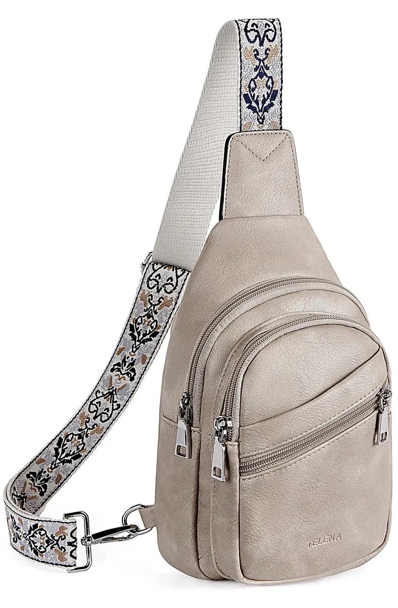 Telena Vegan Leather Sling Bag for Women Crossbody Purse Adjustable Strap Cloud Grey | Hands-Free Convenience - main product image