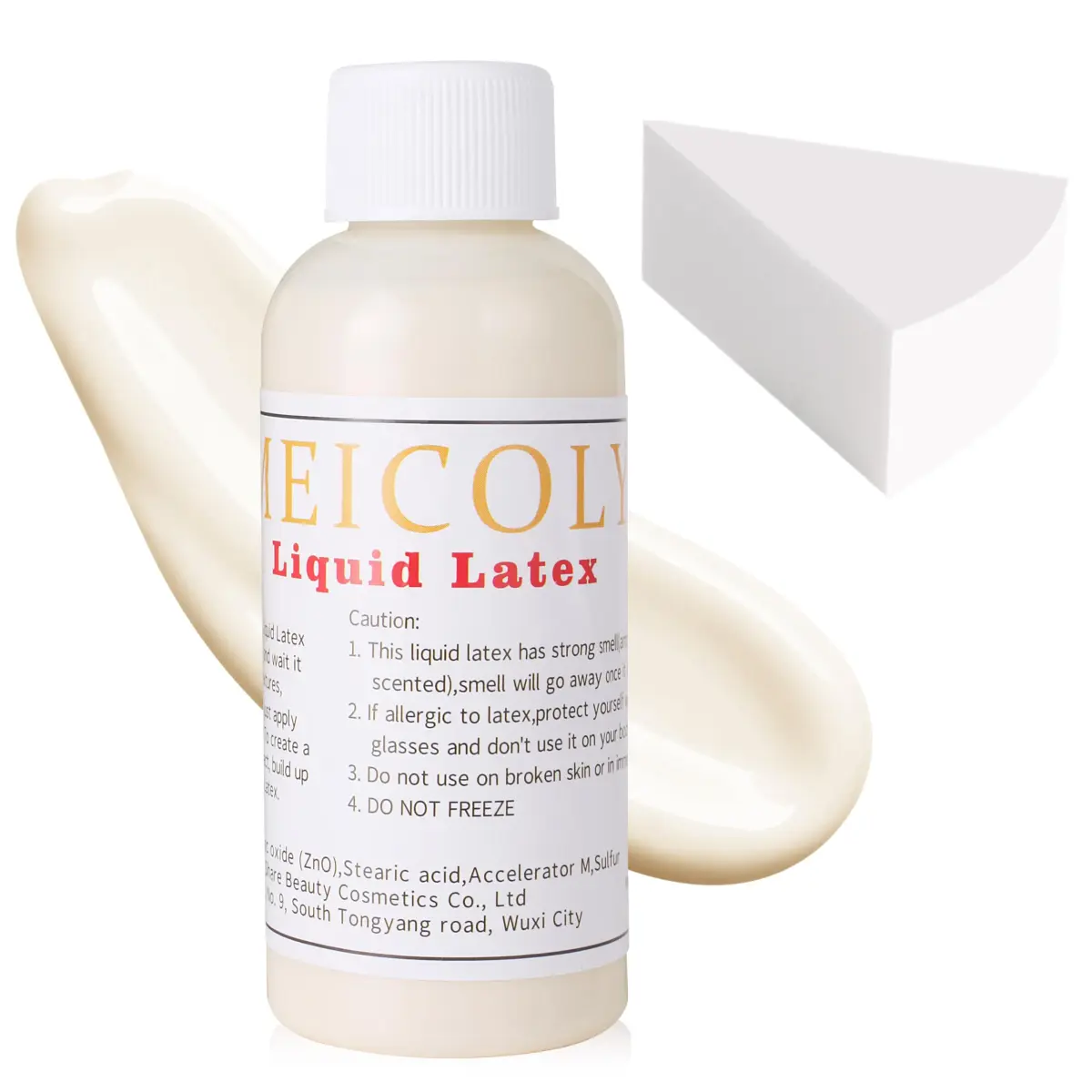 MEICOLY Light Flesh Liquid Latex with Sponge 60ml (2.1 Oz) | Realistic SFX Makeup for Halloween & Costumes - main product image