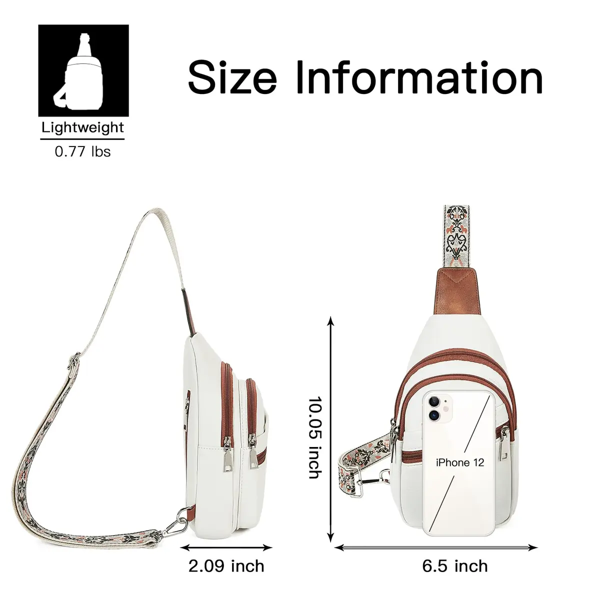 Telena Vegan Leather Sling Bag for Women Crossbody Purse Adjustable Strap Beige Brown | Hands-Free Convenience - view 6