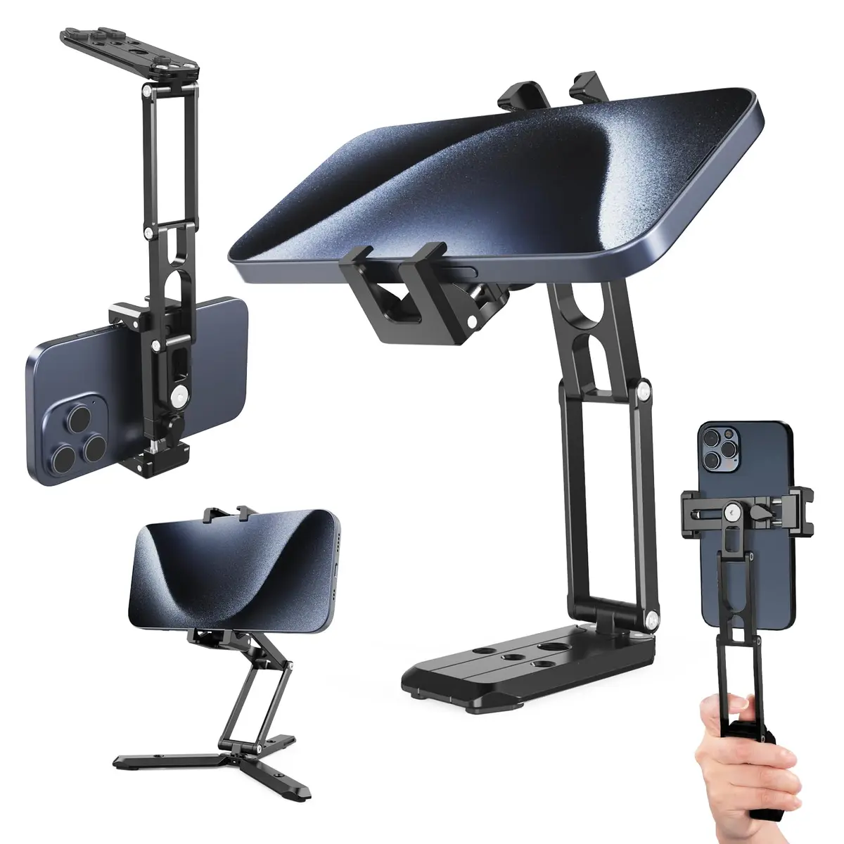 NEEWER SP-04 Metal Smartphone Tripod Mount with Cold Shoes & Handheld Grip, 18cm (7.1") Extended Height | Stable Vlogging & Streaming Accessory - main product image