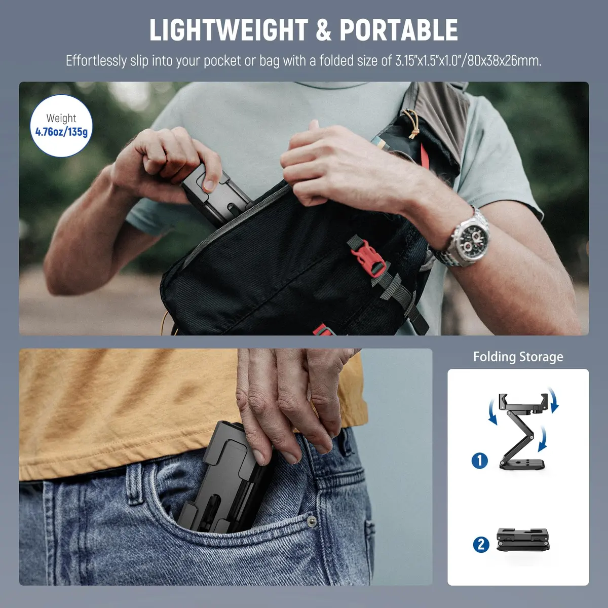 NEEWER SP-04 Metal Smartphone Tripod Mount with Cold Shoes & Handheld Grip, 18cm (7.1") Extended Height | Stable Vlogging & Streaming Accessory - view 7