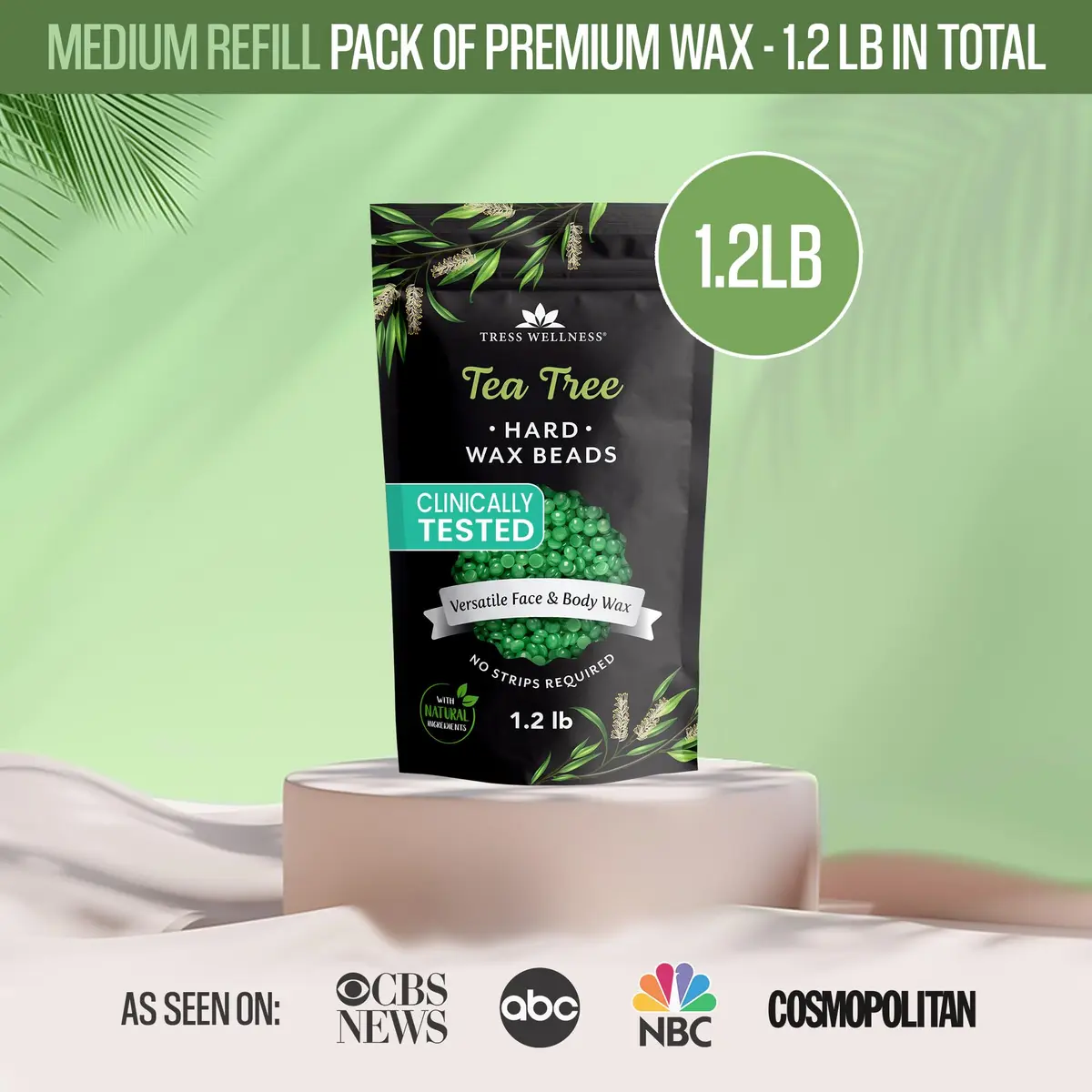 Tress Wellness Tea Tree Hard Wax Beads 567 g (19.2 oz) | For Bikini, Brazilian & Full Body Hair Removal - view 2