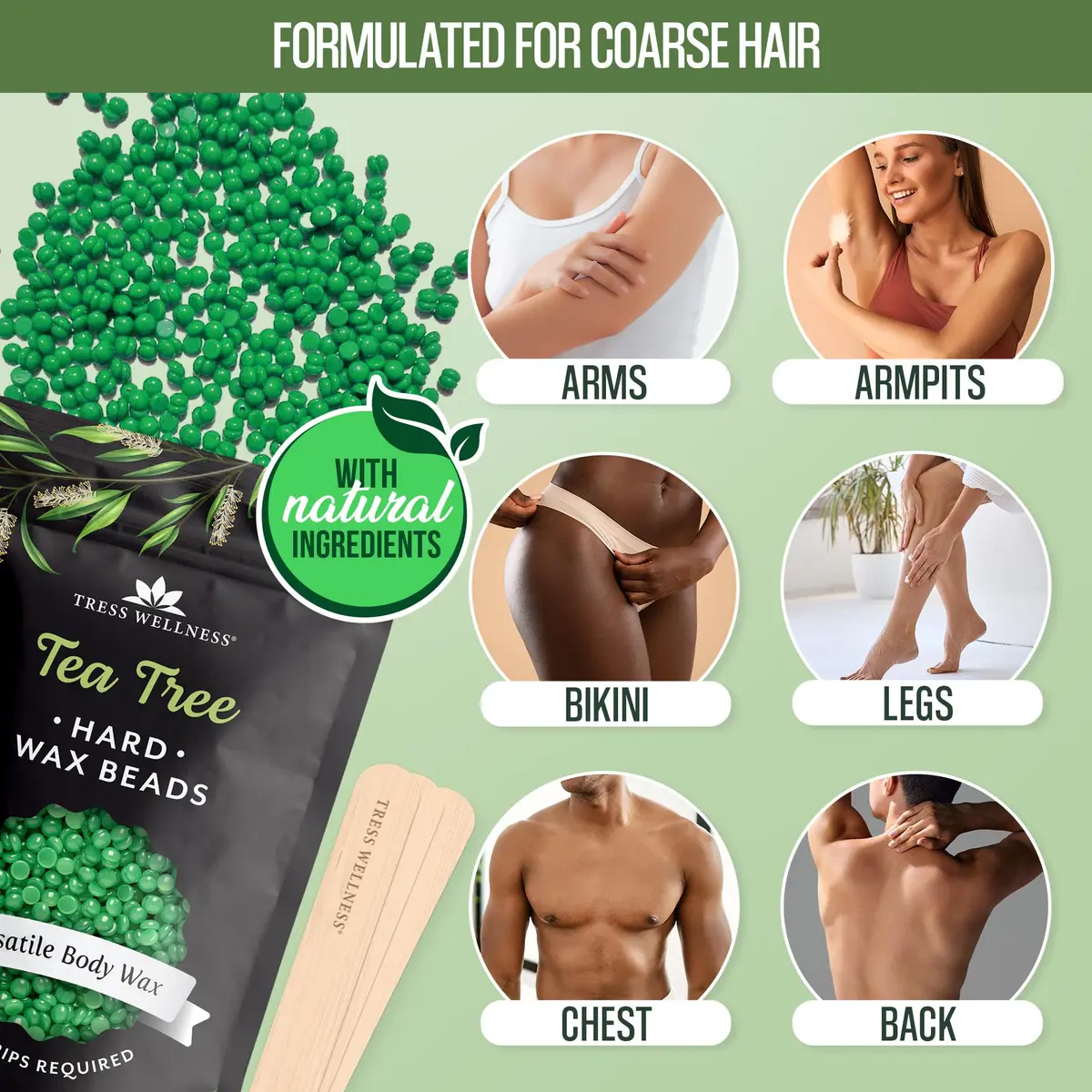 Tress Wellness Tea Tree Hard Wax Beads 567 g (19.2 oz) | For Bikini, Brazilian & Full Body Hair Removal - view 3