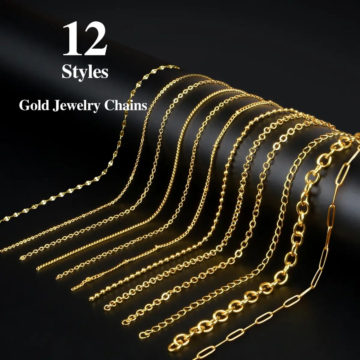 Ecoofor Gold Necklace Chains for Jewelry Making, 95.1 ft (28.98 m) 12 Rolls with Jump Rings & Clasps | DIY Jewelry Craft Kit - view 2