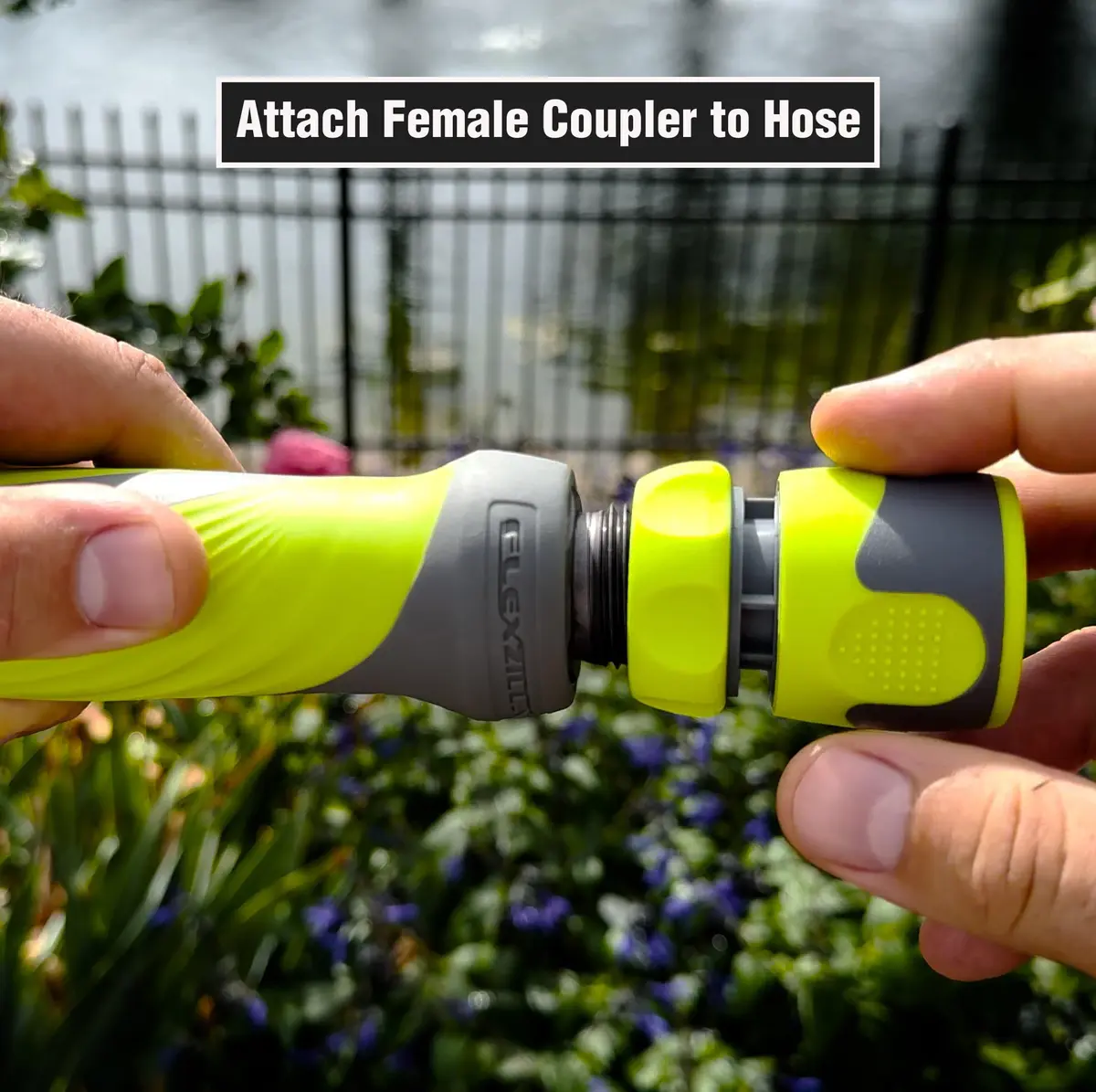 Flexzilla Garden Hose Quick-Connect Fittings 3/4 inch | Water-tight, Flow-Stop Coupler, Green - view 8