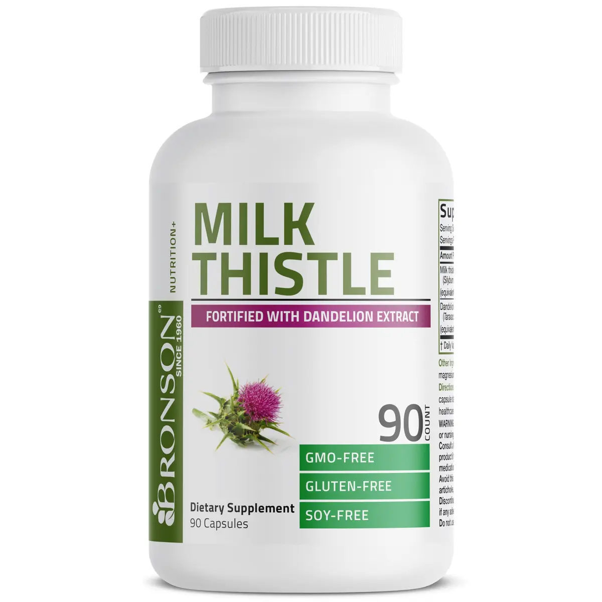 Bronson Milk Thistle Silymarin Marianum & Dandelion Extract 90 Capsules | Liver Support & Detox - view 5