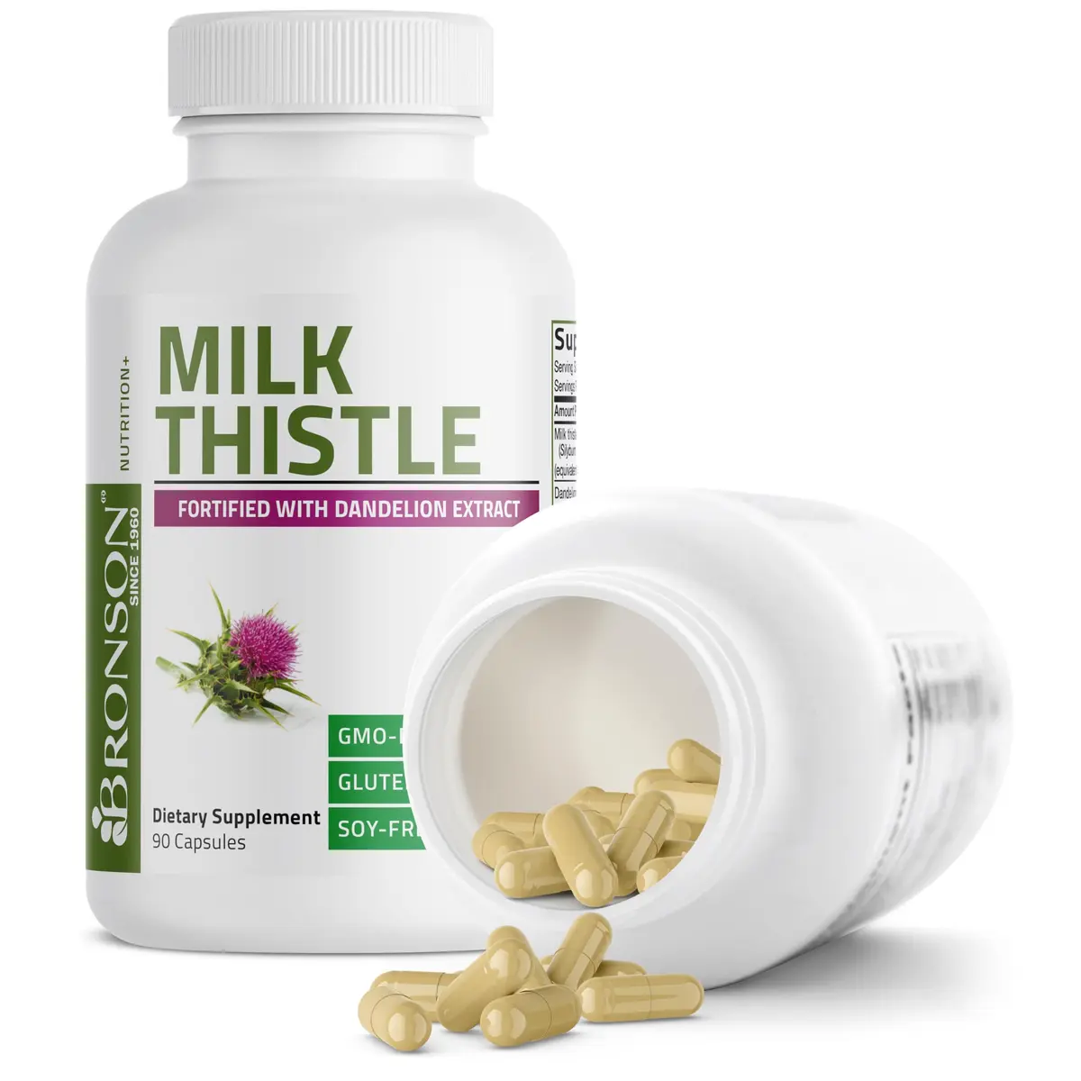 Bronson Milk Thistle Silymarin Marianum & Dandelion Extract 90 Capsules | Liver Support & Detox - view 6