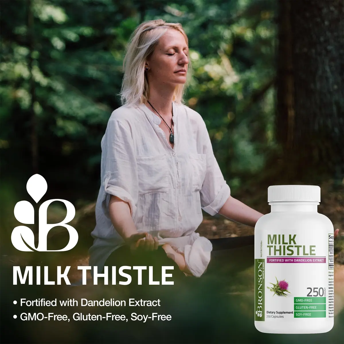Bronson Milk Thistle Silymarin Marianum & Dandelion Extract 90 Capsules | Liver Support & Detox - view 3