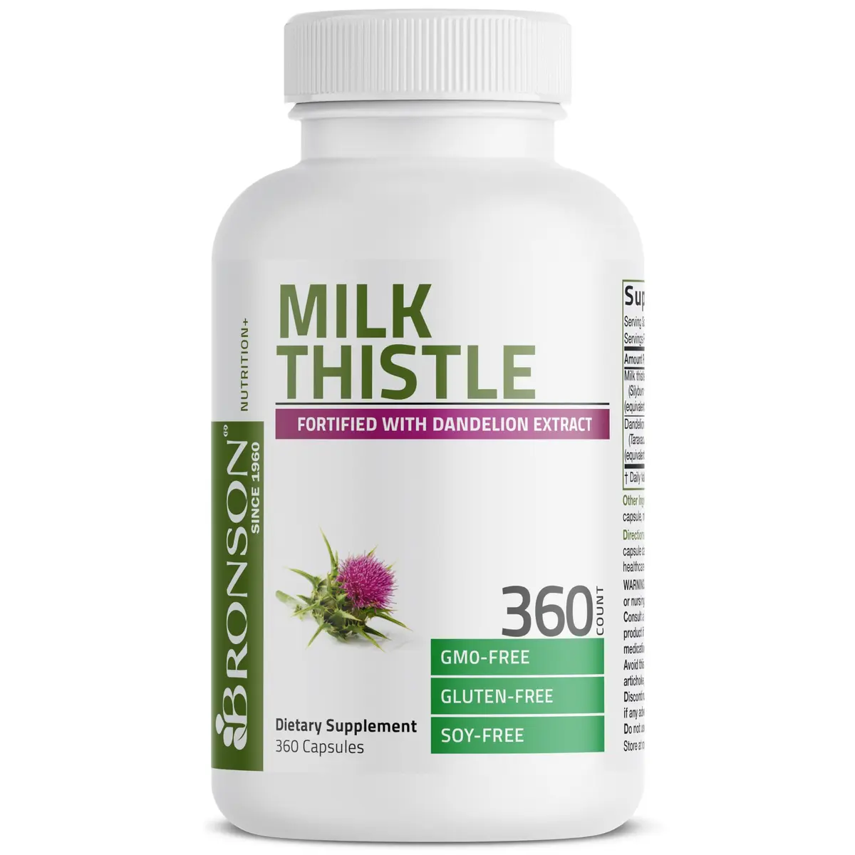 Bronson Milk Thistle Silymarin Marianum & Dandelion Extract 360 Capsules | Liver Support & Detox - view 5