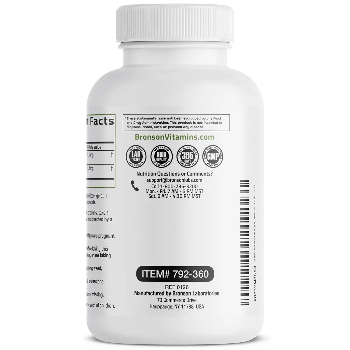 Bronson Milk Thistle Silymarin Marianum & Dandelion Extract 360 Capsules | Liver Support & Detox - view 7