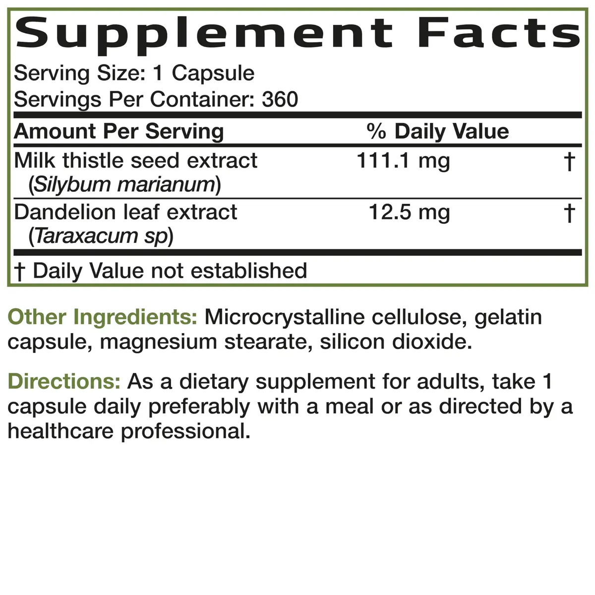Bronson Milk Thistle Silymarin Marianum & Dandelion Extract 360 Capsules | Liver Support & Detox - view 8