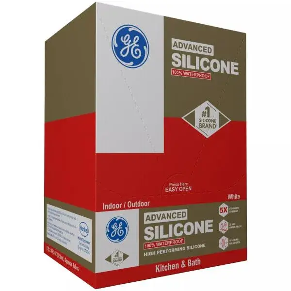 GE Advanced Silicone Caulk for Kitchen & Bathroom, White, 2.8 fl oz (79 ml) Tube, 12 Pack | 100% Waterproof Sealant - view 4