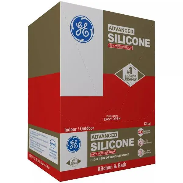 GE Advanced Silicone Caulk for Kitchen & Bathroom, Clear, 2.8 fl oz (83 ml) Tube, 12 Pack | 100% Waterproof Silicone Sealant - view 4
