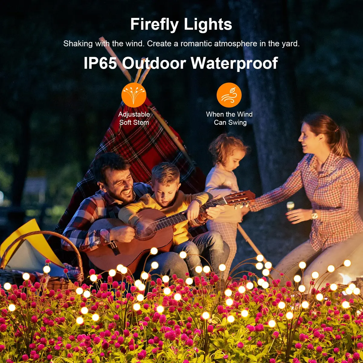 ASMAD Solar Lights Outdoor 6 Pack-48 LEDs | Flexible Firefly Garden Decor with IP65 Waterproof (2.27kg, 48 LEDs, Warm White) - view 3