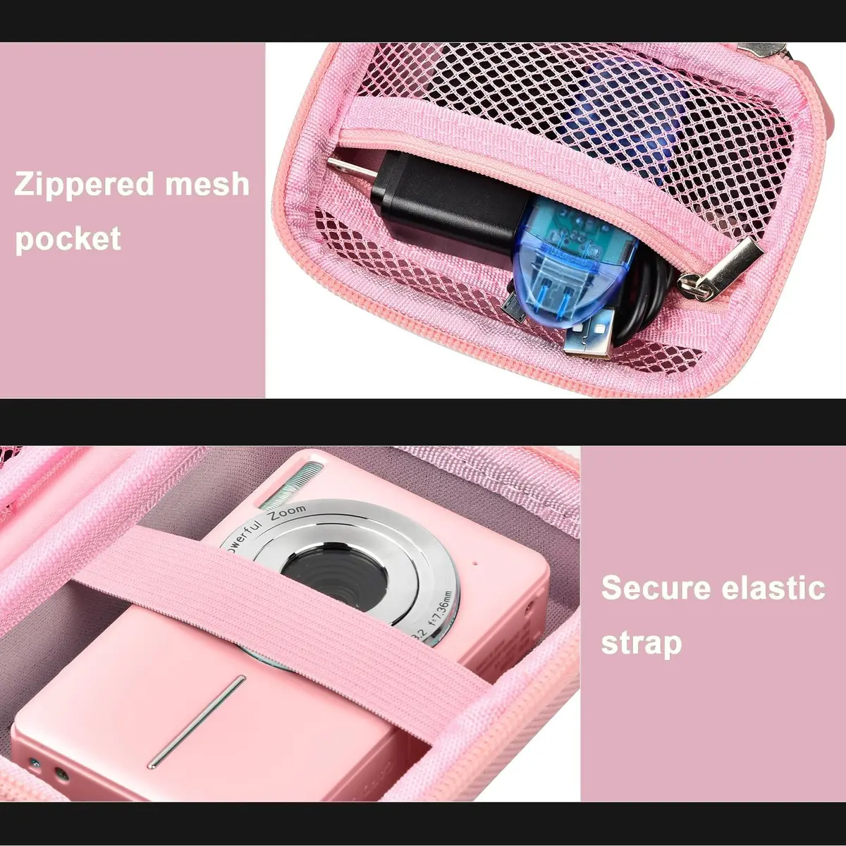 ALKOO Pink Digital Camera Case for Compact Cameras | Fits 5.25x3.75x2.5 Inches - view 6