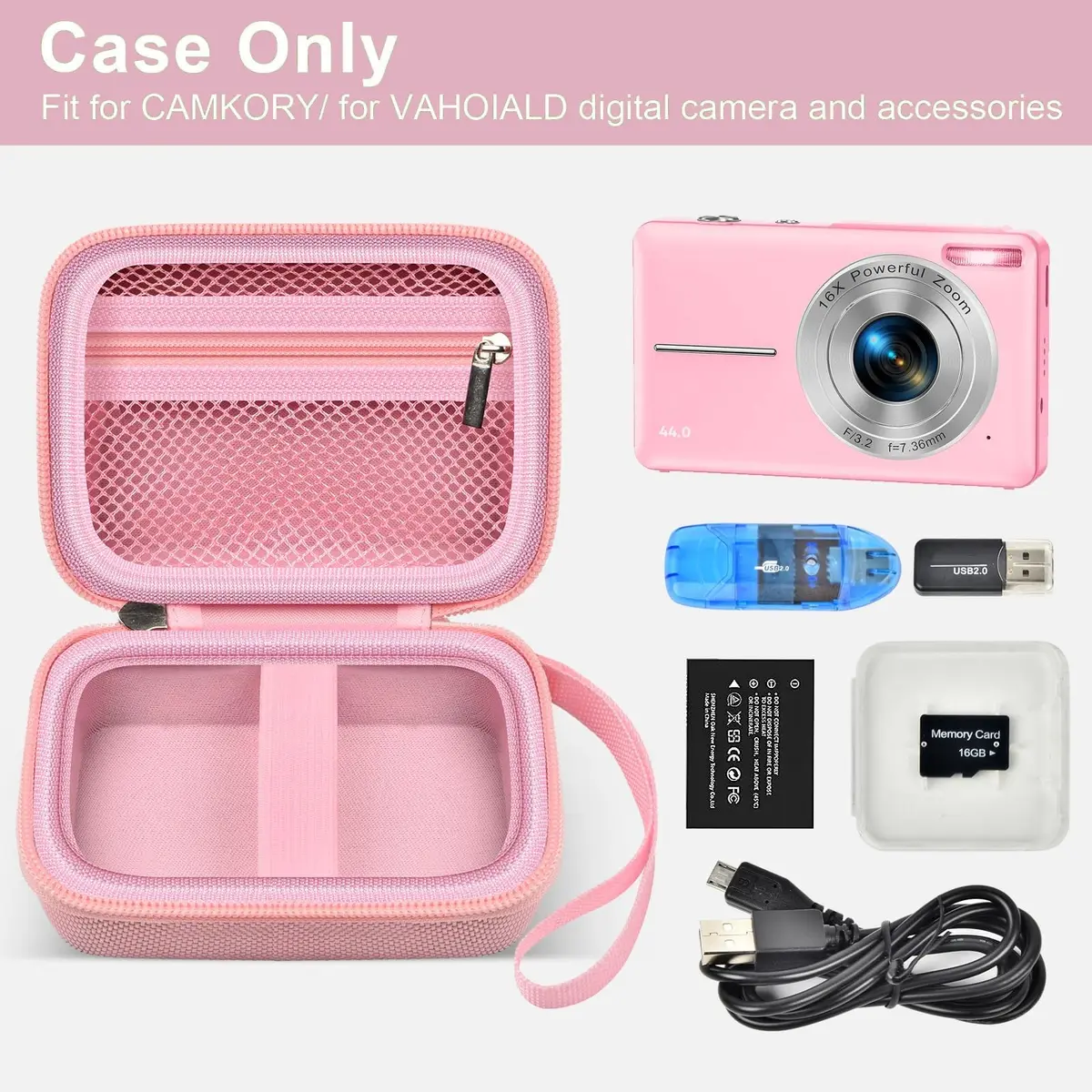 ALKOO Pink Digital Camera Case for Compact Cameras | Fits 5.25x3.75x2.5 Inches - view 2