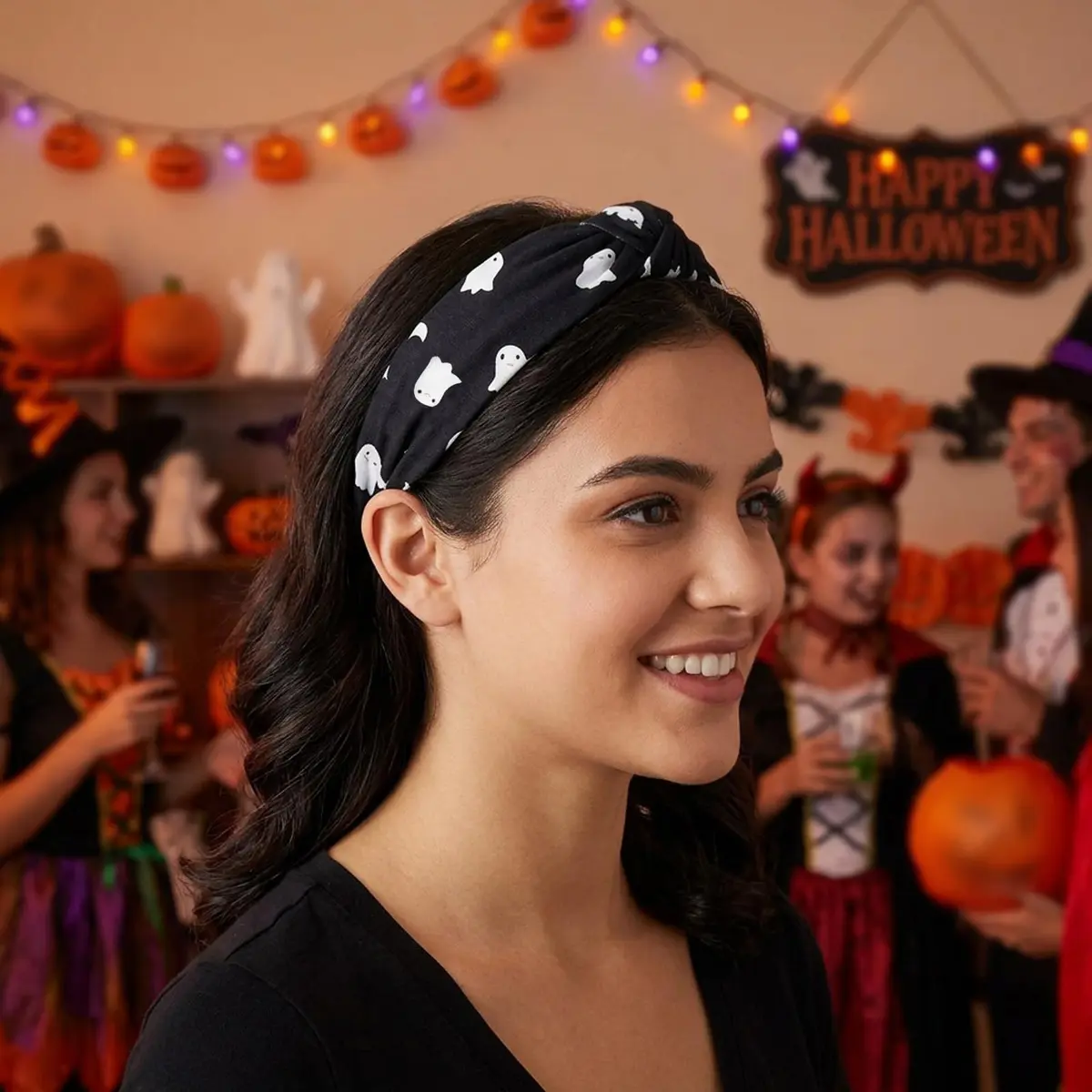Ardorchid Halloween Headbands for Women Girls | 4-Pack Elastic Fabric Hairbands - view 2