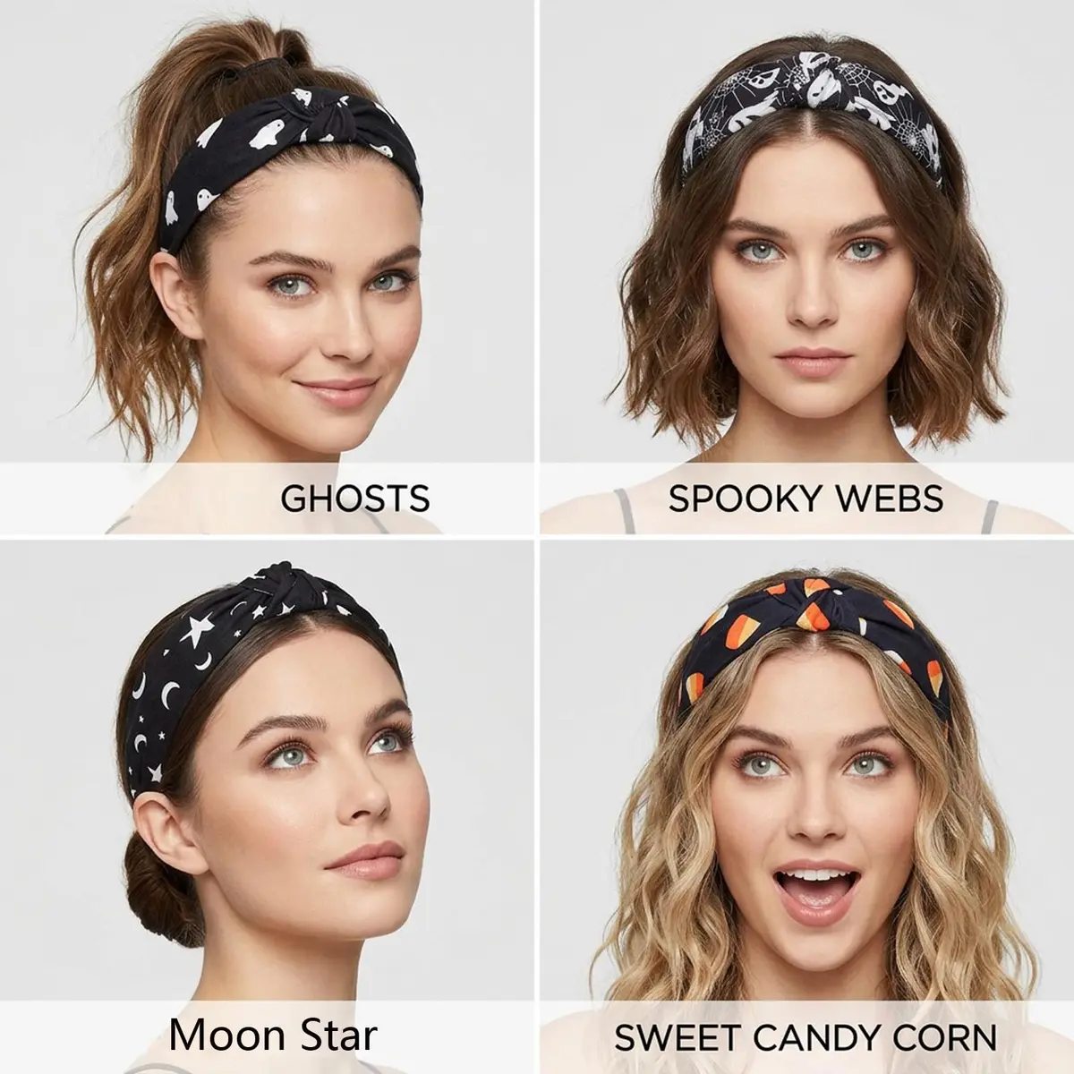 Ardorchid Halloween Headbands for Women Girls | 4-Pack Elastic Fabric Hairbands - view 3