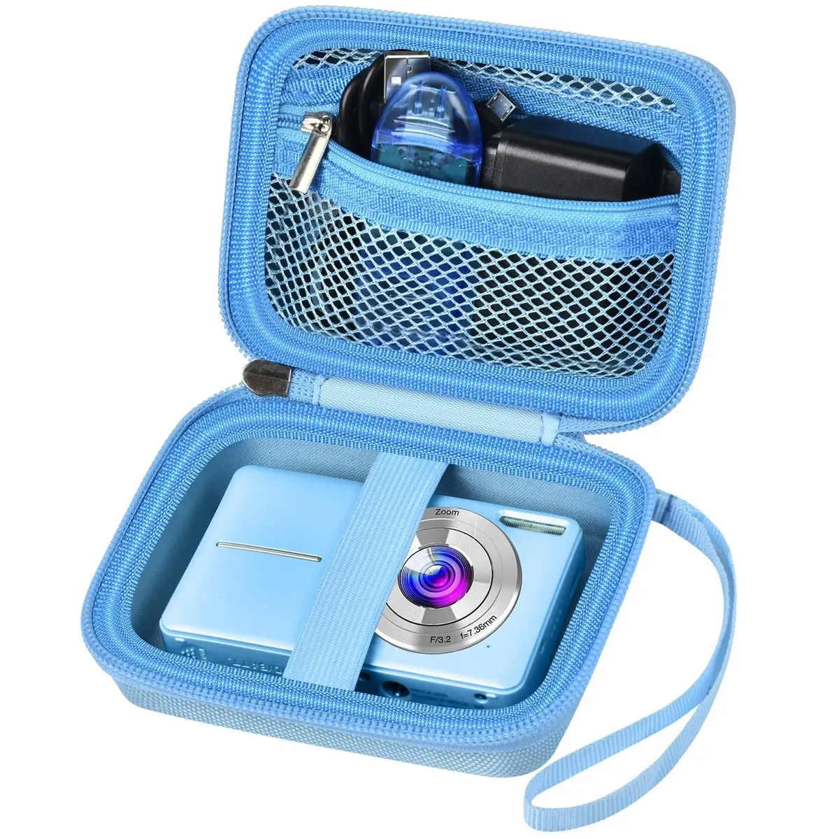 ALKOO Blue Camera Case for Compact Digital Cameras | Fits Kodak Pixpro, Camkory, Mini Cameras (13.3cm x 9.5cm x 6.3cm) - main product image