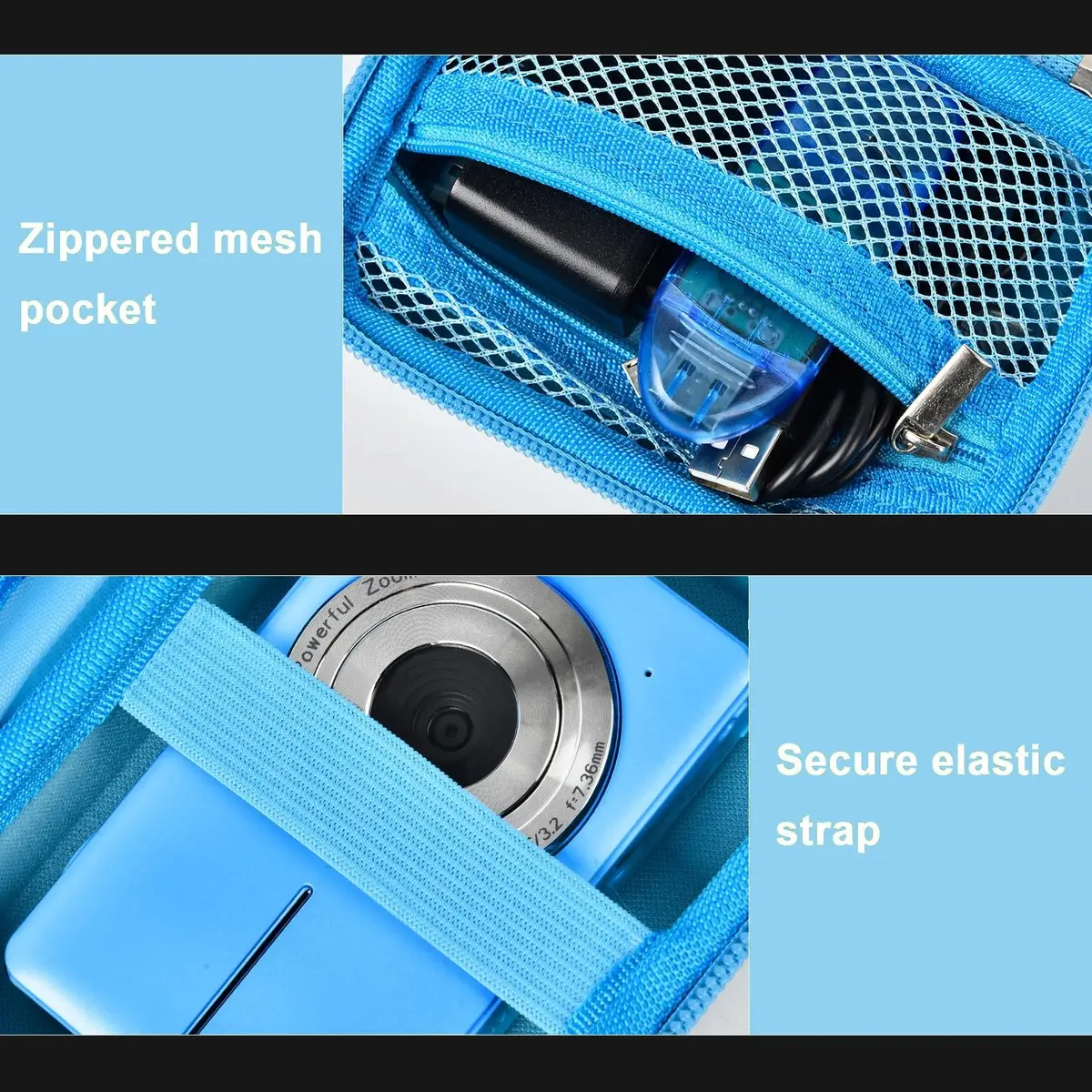 ALKOO Blue Camera Case for Compact Digital Cameras | Fits Kodak Pixpro, Camkory, Mini Cameras (13.3cm x 9.5cm x 6.3cm) - view 6