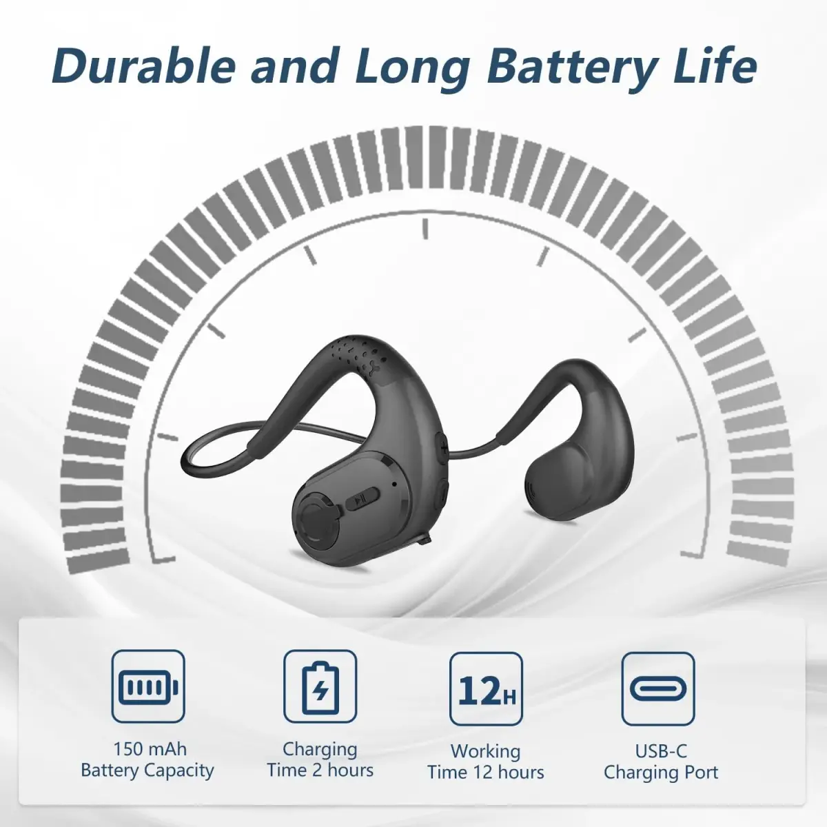 BANIGIPA Open Ear Wireless Bluetooth Headphones with Detachable Boom Mic & 12-Hour Battery | Bluetooth 5.4, IPX5 Waterproof, Dual Connection - view 6