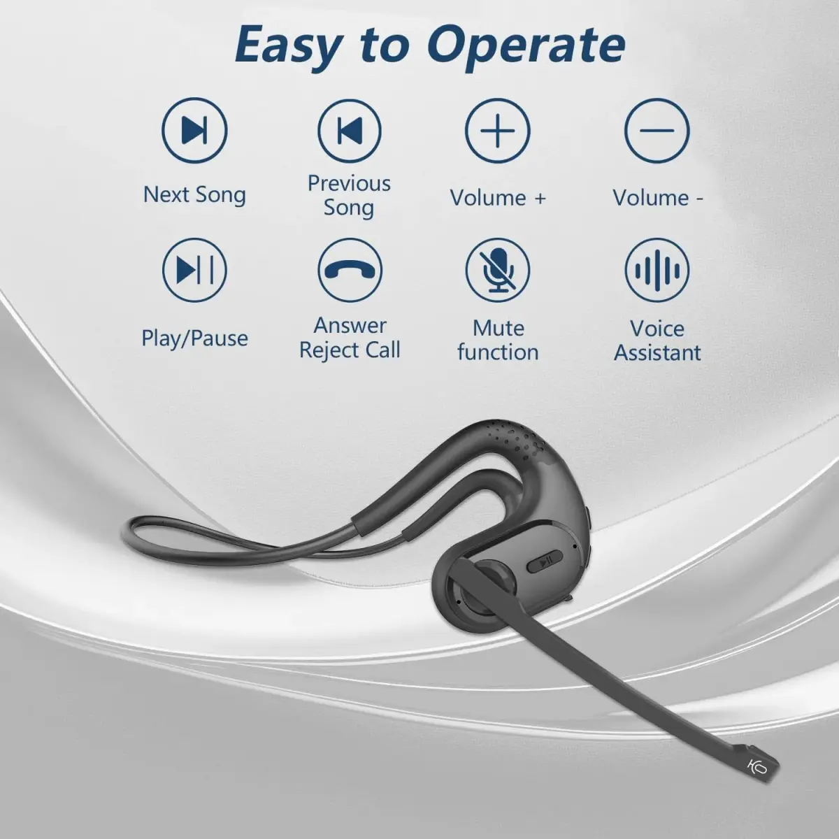 BANIGIPA Open Ear Wireless Bluetooth Headphones with Detachable Boom Mic & 12-Hour Battery | Bluetooth 5.4, IPX5 Waterproof, Dual Connection - view 8