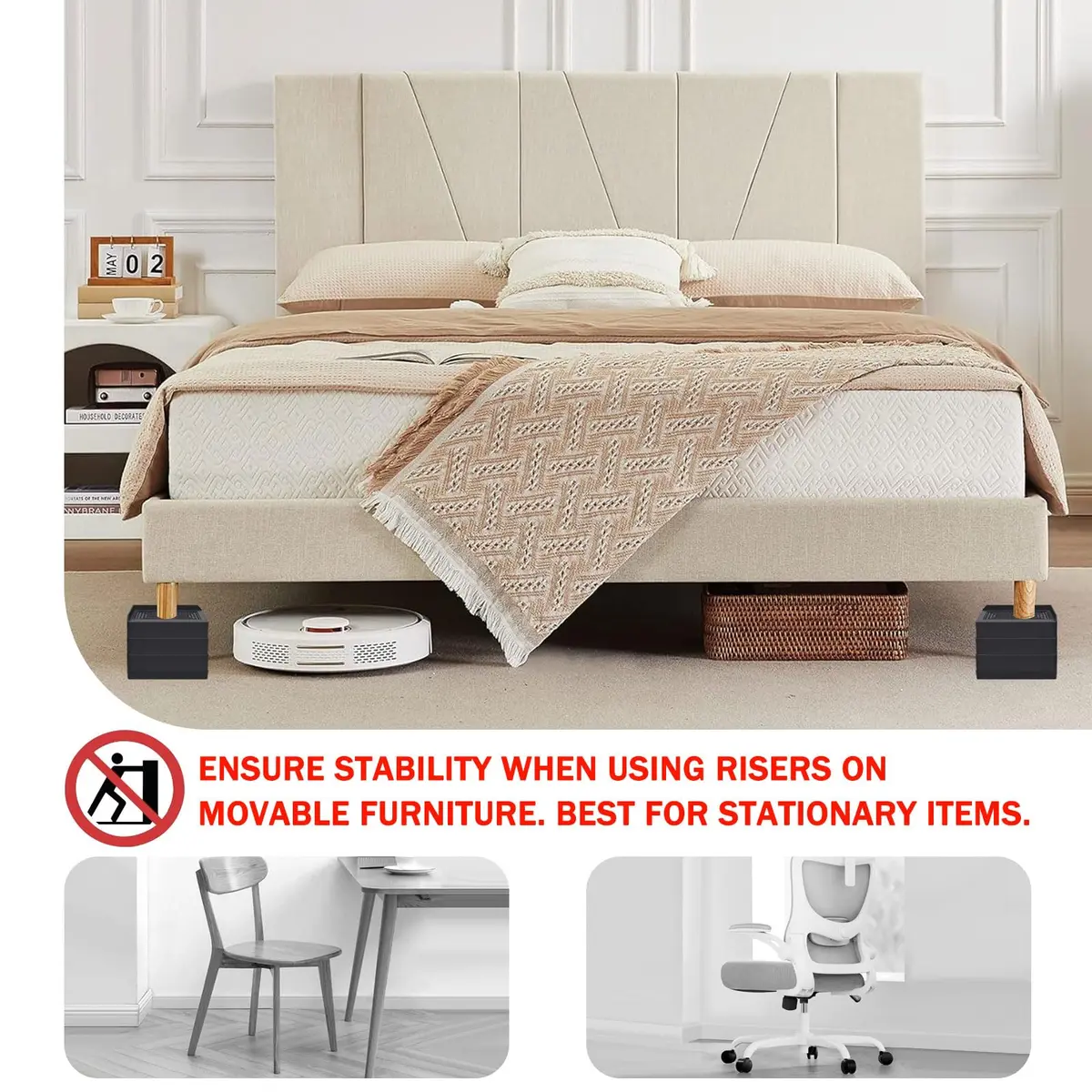 ANNKUT Furniture Risers 4 Inch | Heavy Duty Bed & Furniture Elevators for Home & Office - view 4