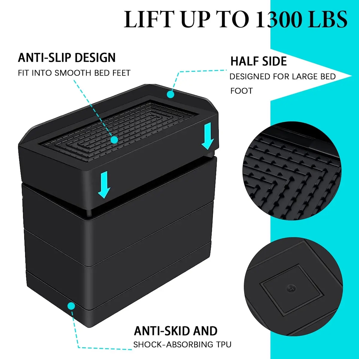 ANNKUT Furniture Risers 4 Inch | Heavy Duty Bed & Furniture Elevators for Home & Office - view 2