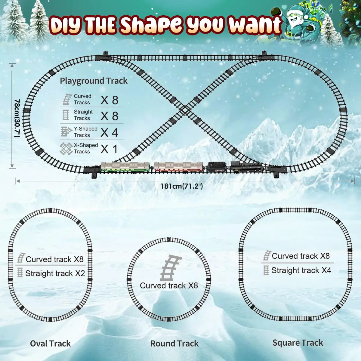 Hot Bee Remote Control Train Set with Smoke, Lights & Sound | Alloy Locomotive & Carriages, 14+ Track Pieces - view 6