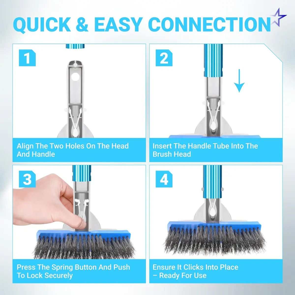 BlueStars 5in Pool Brush with Stainless Steel Bristle Wire & Aluminum | Heavy Duty Pool Cleaning Tool - view 5
