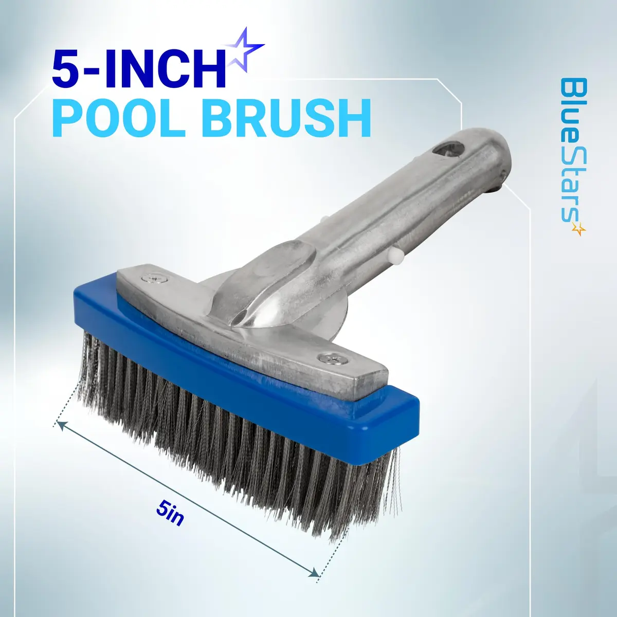 BlueStars 5in Pool Brush with Stainless Steel Bristle Wire & Aluminum | Heavy Duty Pool Cleaning Tool - view 2