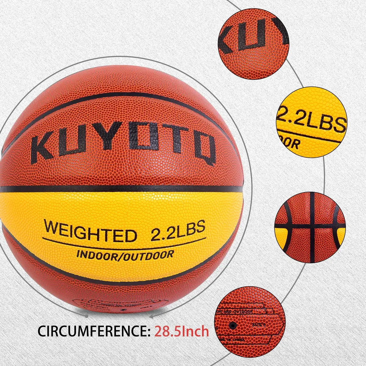 KUYOTQ 2.2lbs Weighted Training Basketball Size 6 (1.0kg) | Improve Ball Handling Dribbling - view 6