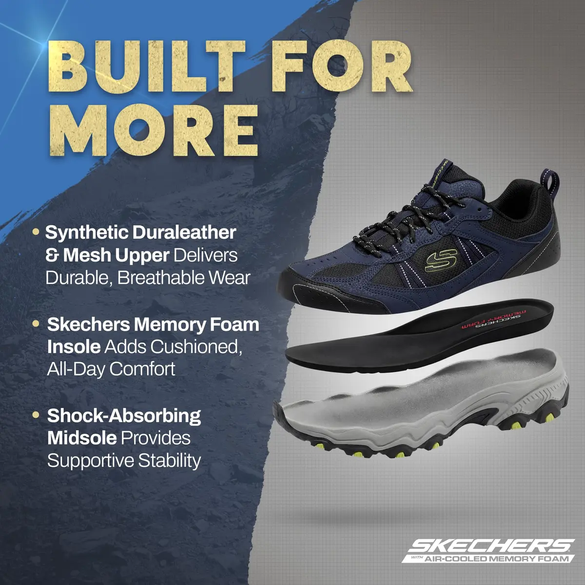Skechers Men's Stamina at Upper Stitch, Blue, 10 | Versatile Running & Casual Shoe with Memory Foam Comfort - view 4