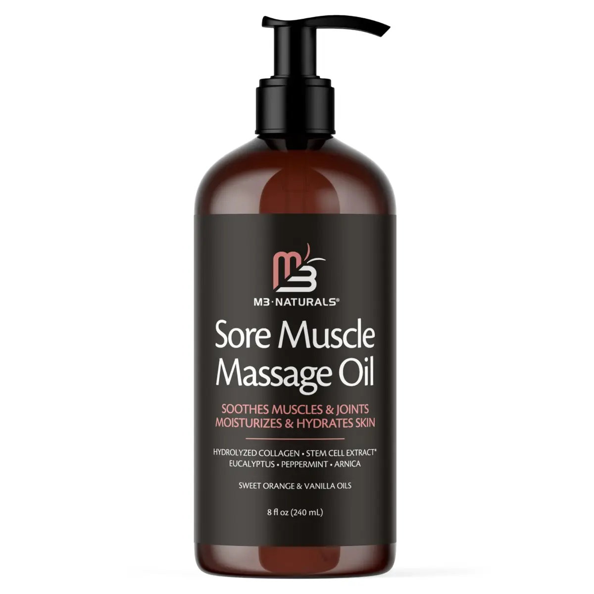 M3 Naturals Arnica Massage Oil 245ml (8 fl oz) | Soothes Muscles & Firms Skin - main product image