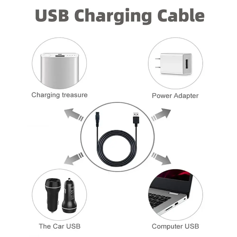 Qjin USB-A Charging Cable 100cm (3.3ft) 2-Pack | Safe & Fast Charging for Philips Norelco Shavers - view 4