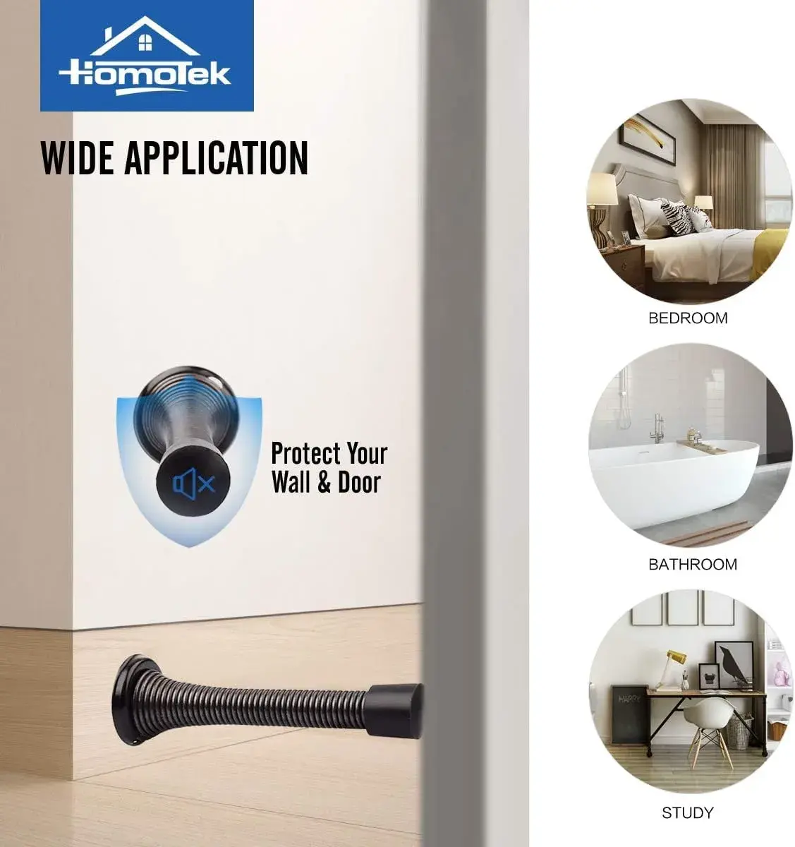 HOMOTEK Heavy Duty Spring Door Stops, 20 Pack Oil Rubbed Bronze | Value Pack Doorstop for Wall Protection - view 3