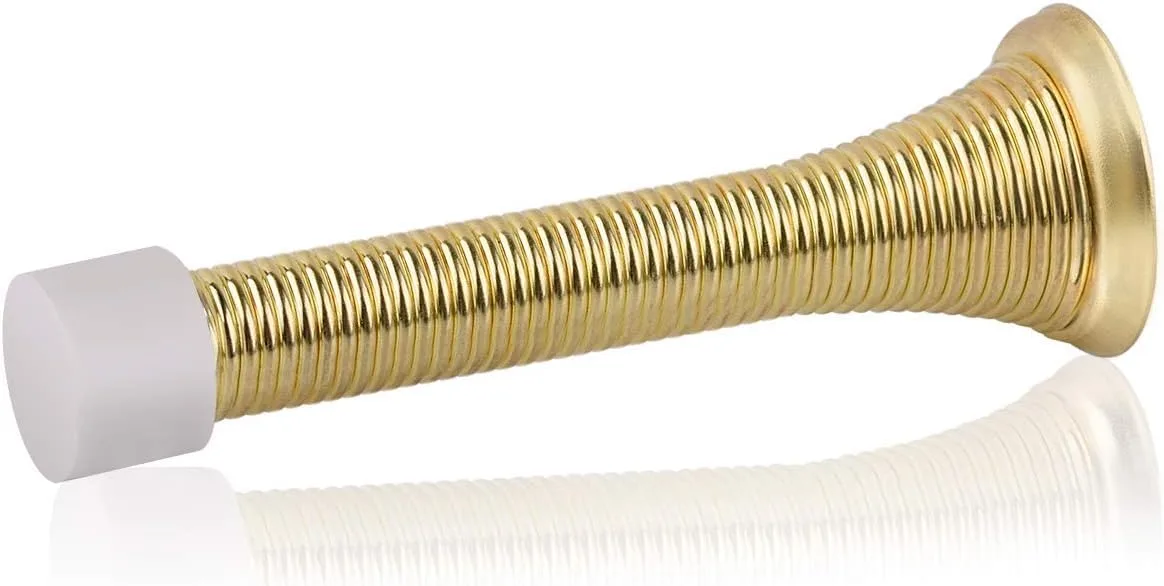 HOMOTEK Spring Door Stopper with Rubber Bumper, 20 Pack Bright Brass | Protects Walls & Doors - main product image