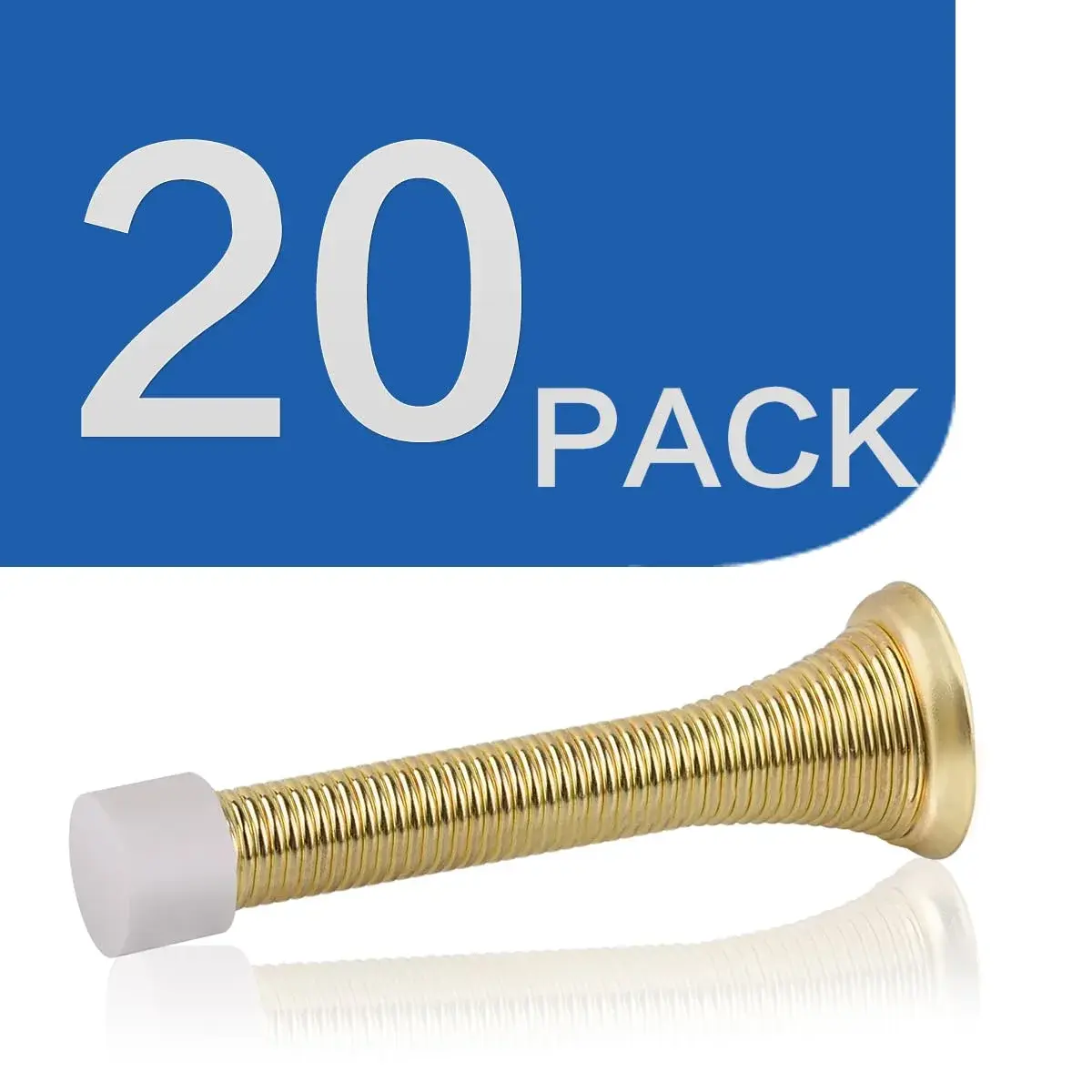 HOMOTEK Spring Door Stopper with Rubber Bumper, 20 Pack Bright Brass | Protects Walls & Doors - view 6