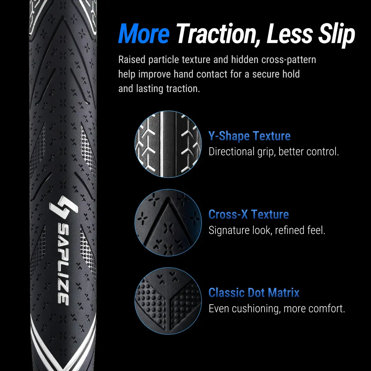 SAPLIZE G50 Endurance Golf Grips Set, Midsize, White | Premium Rubber, All-Weather Control (70-120 chars) - view 5