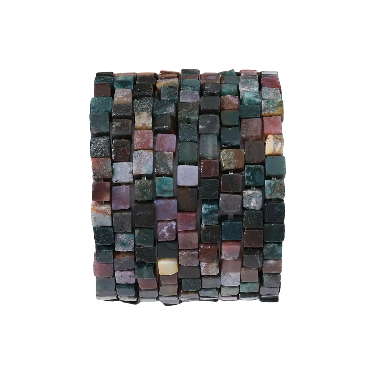 Beadia Natural Indian Agate Square Stone Beads 4x4mm | Unique Chakra Healing Gemstones for Jewelry - main product image