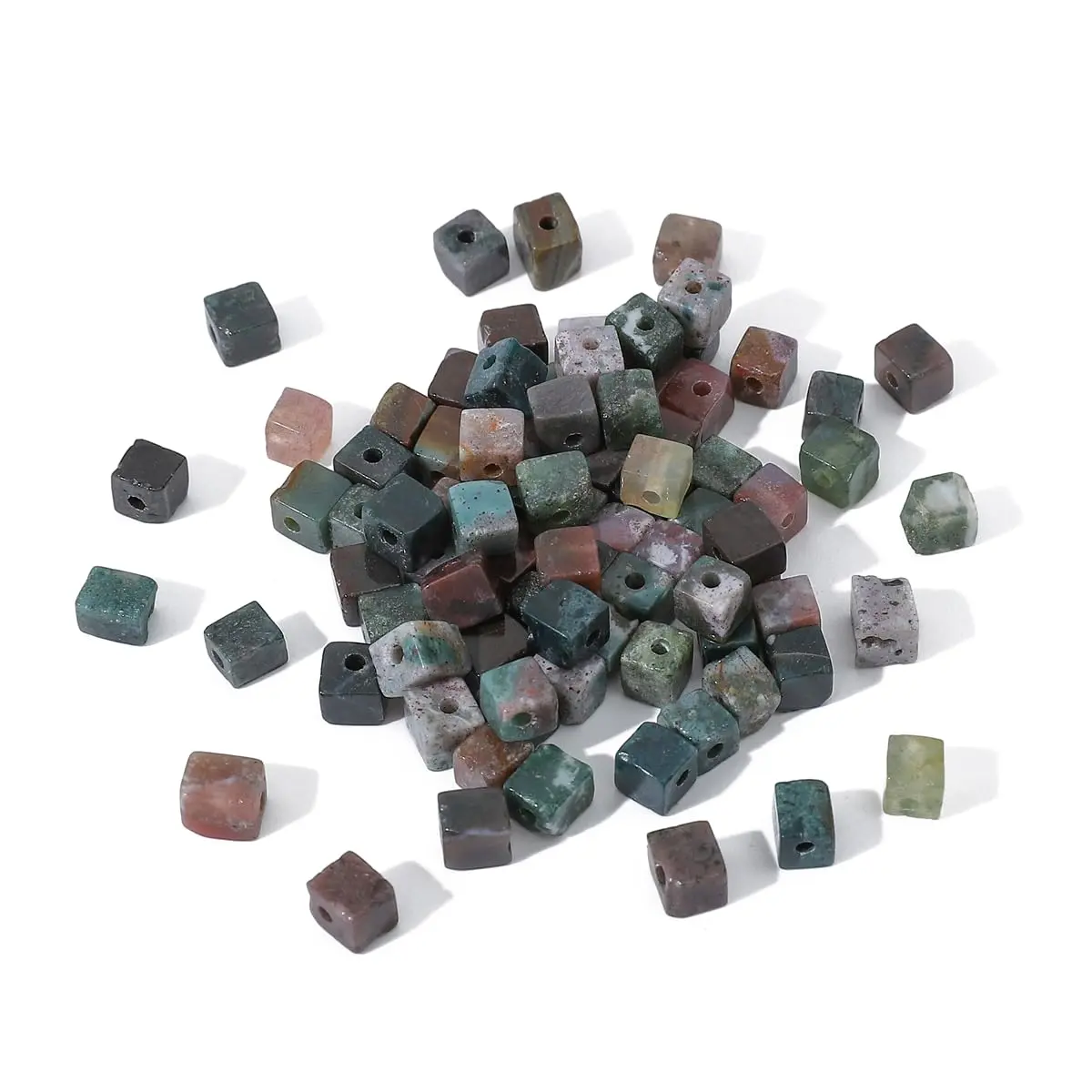 Beadia Natural Indian Agate Square Stone Beads 4x4mm | Unique Chakra Healing Gemstones for Jewelry - view 4