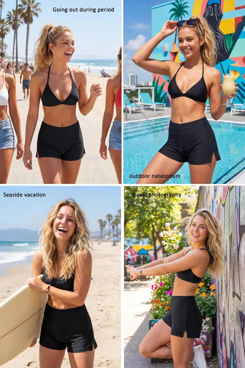 Beautikini Period Swimwear Bottoms High Waisted Full Coverage Black S | Leakproof, Tummy Control, Sun Protection - view 5