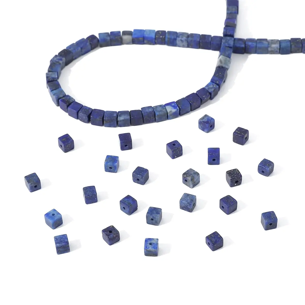 Beadia Natural Lapis Lazuli Beads 4x4mm | Unique Semi-Gemstone Jewelry Beads - view 6
