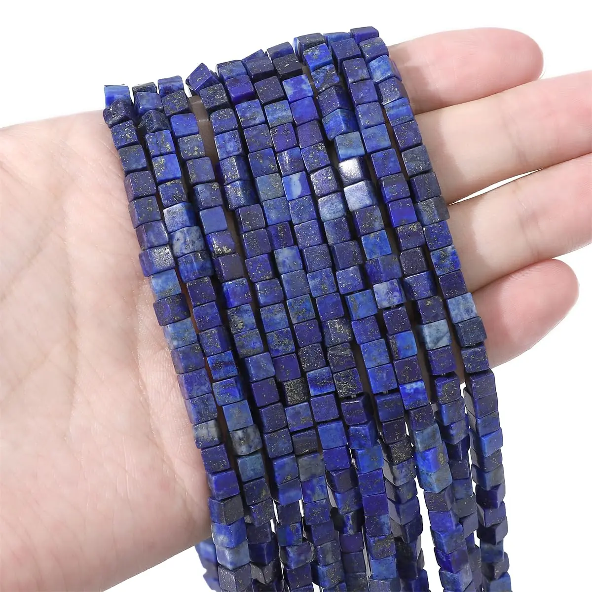 Beadia Natural Lapis Lazuli Beads 4x4mm | Unique Semi-Gemstone Jewelry Beads - view 2