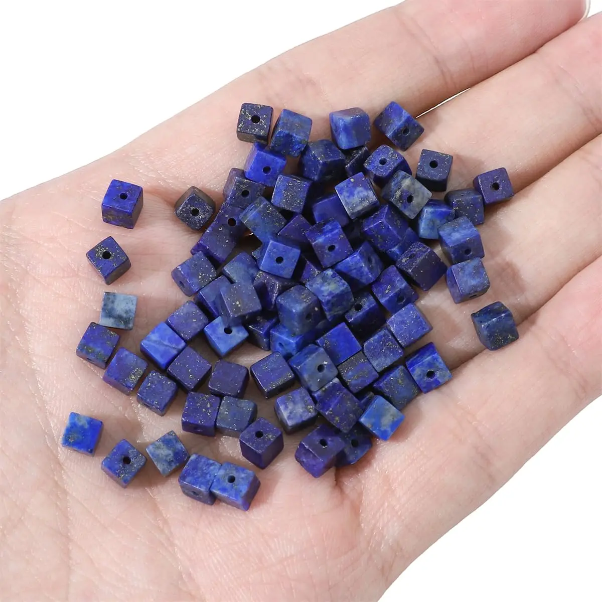 Beadia Natural Lapis Lazuli Beads 4x4mm | Unique Semi-Gemstone Jewelry Beads - view 3